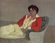 Felix Vallotton The Red Cardigan painting